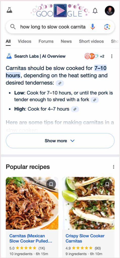 How Long To Slow Cook Carnitas - Google AI Overview