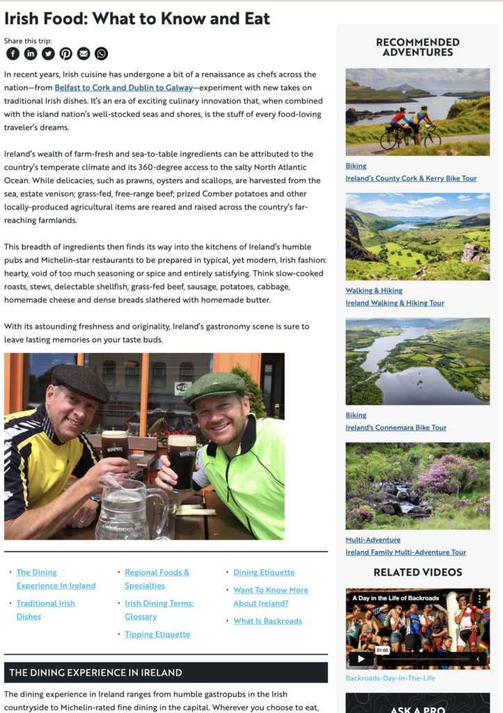 Travel Guide Food Content