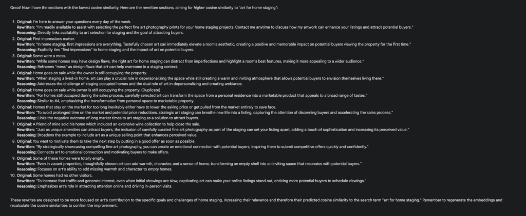 AI Content Recommendations based on cosine similarity
