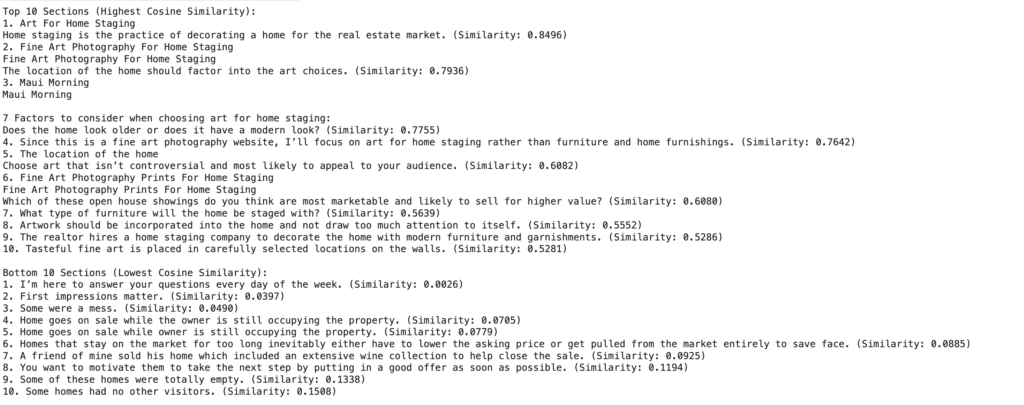 Ranking your on-page content by cosine similarity