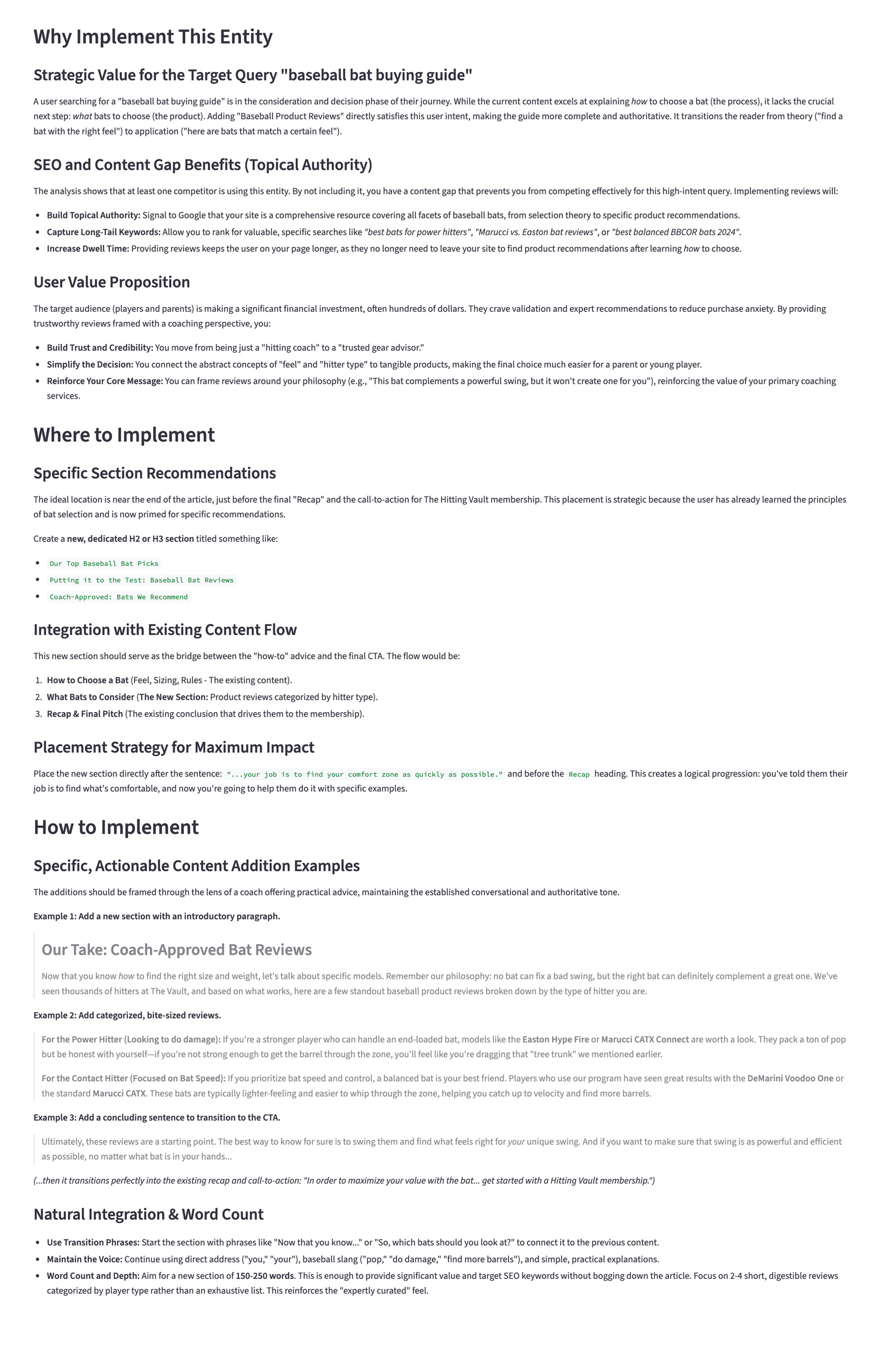 Entity Content Implementation Strategy