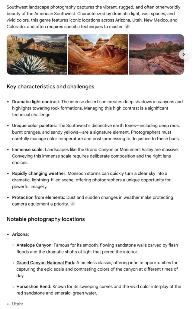 Google AI Mode results