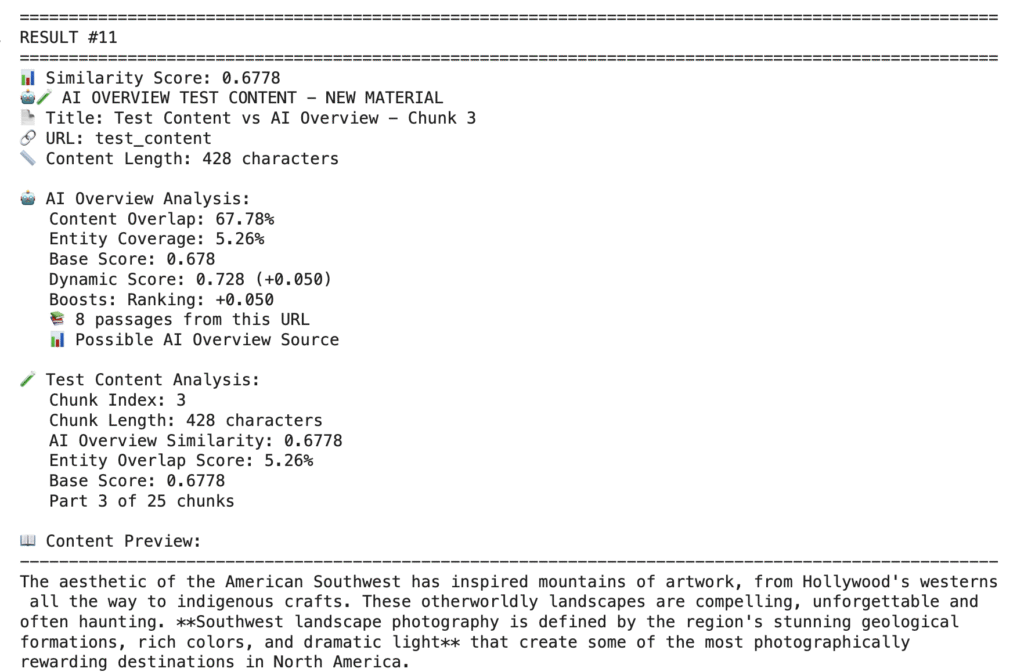 Vector Database Test Content Analysis