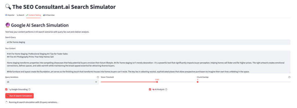 Google AI Search Simulation