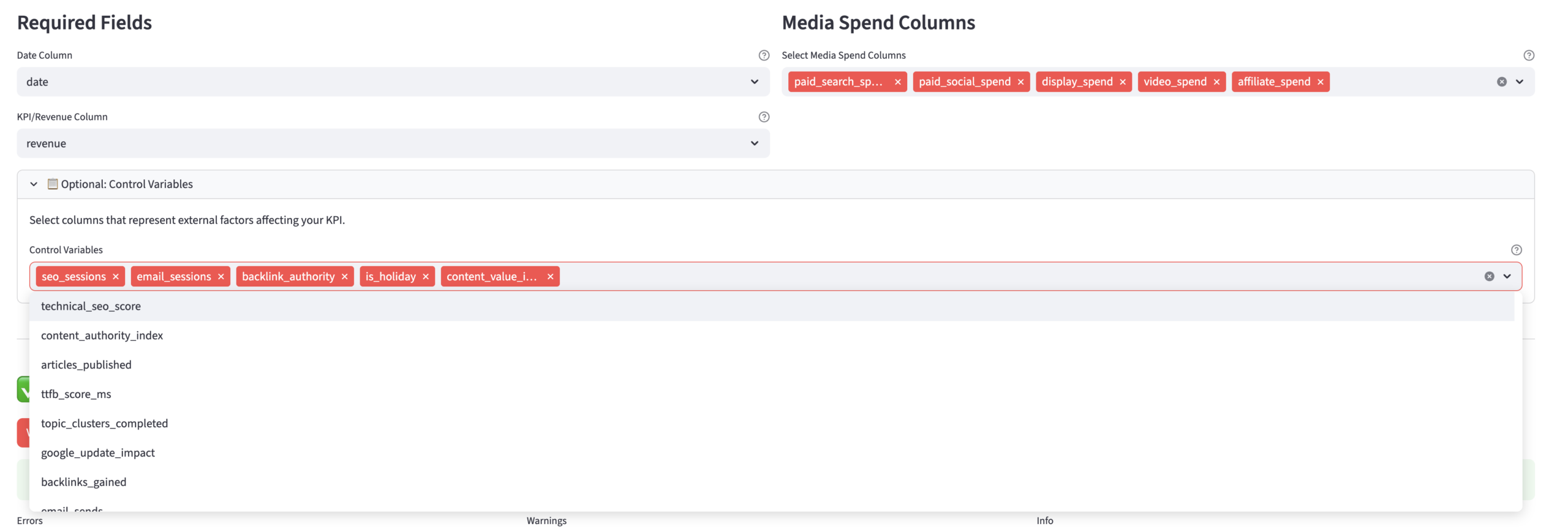 Bayesian Media Mix Modeling parameters